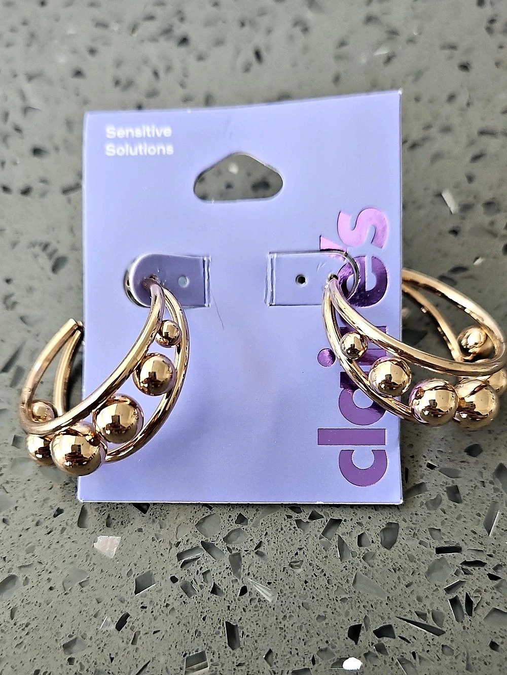 Claires Gold Hoop Earrings NWT
